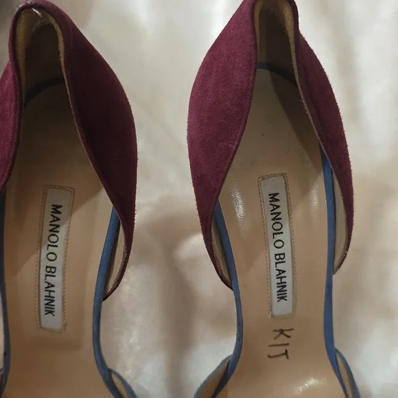 Manolo Blahnik Tayler Suede Heels - Purple, Blue, - Picture 3 of 10